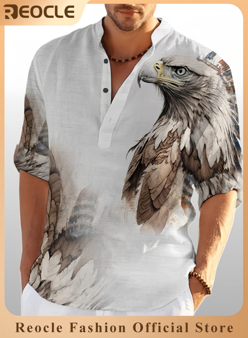 REOCLE Men's Shirt Animal Stylish 3D Printed Graphic Short Sleeve Shirts Casual Fashion Print Button Down Shirt - Image 1