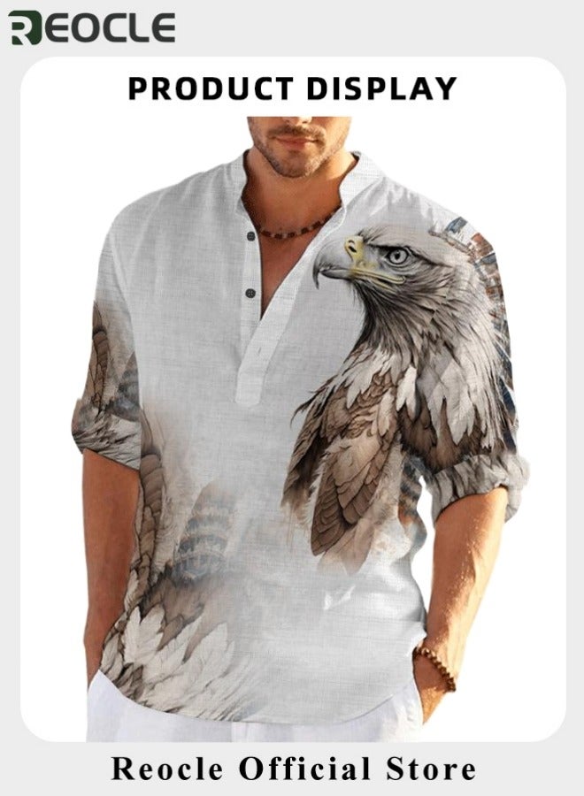 REOCLE Men's Shirt Animal Stylish 3D Printed Graphic Short Sleeve Shirts Casual Fashion Print Button Down Shirt - Image 3