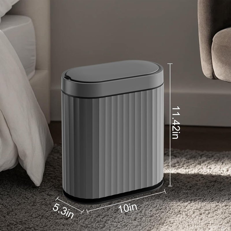 ELPHECO Bathroom Motion Sensor Trash can 2 Gallon Automatic Garbage Can, Slim Plastic Smart Trash Can with Lid, Commercial Intelligent Trash Bin for Bedroom, Bathroom, Office, Cement Grey - Image 2