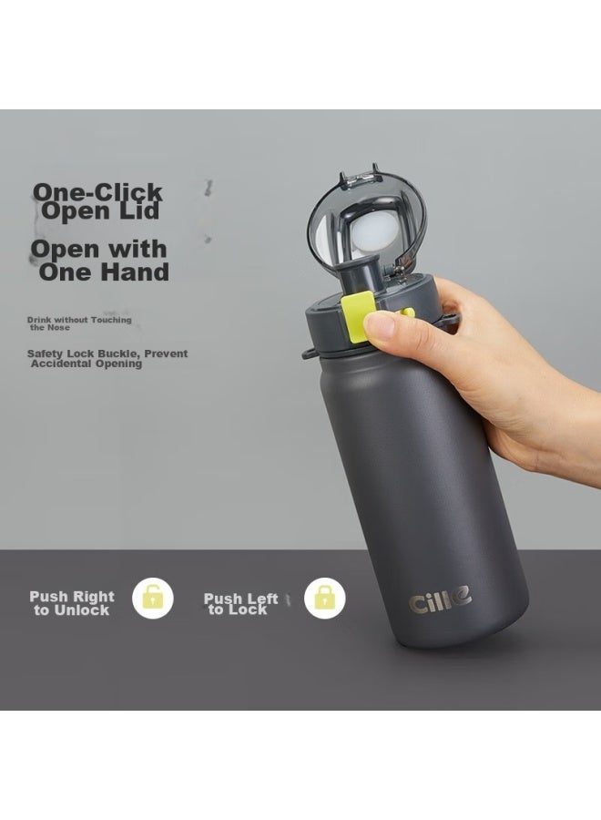 cille Xile Insulated Mug, Cold-keeping Cup, 316 Stainless Steel, Stylish Design, For Men, Women, Students, Fitness, Sports, Dual-use, Spring-loaded Water Bottle - Image 1