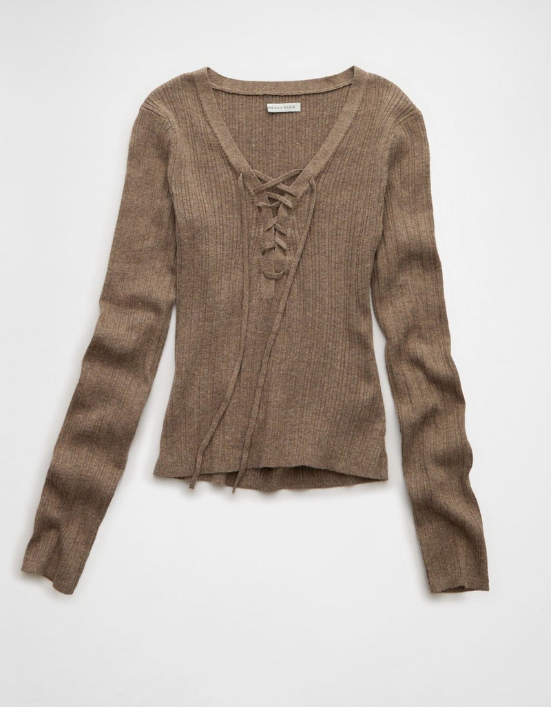 American Eagle AE Lace-Up Sweater - Image 4