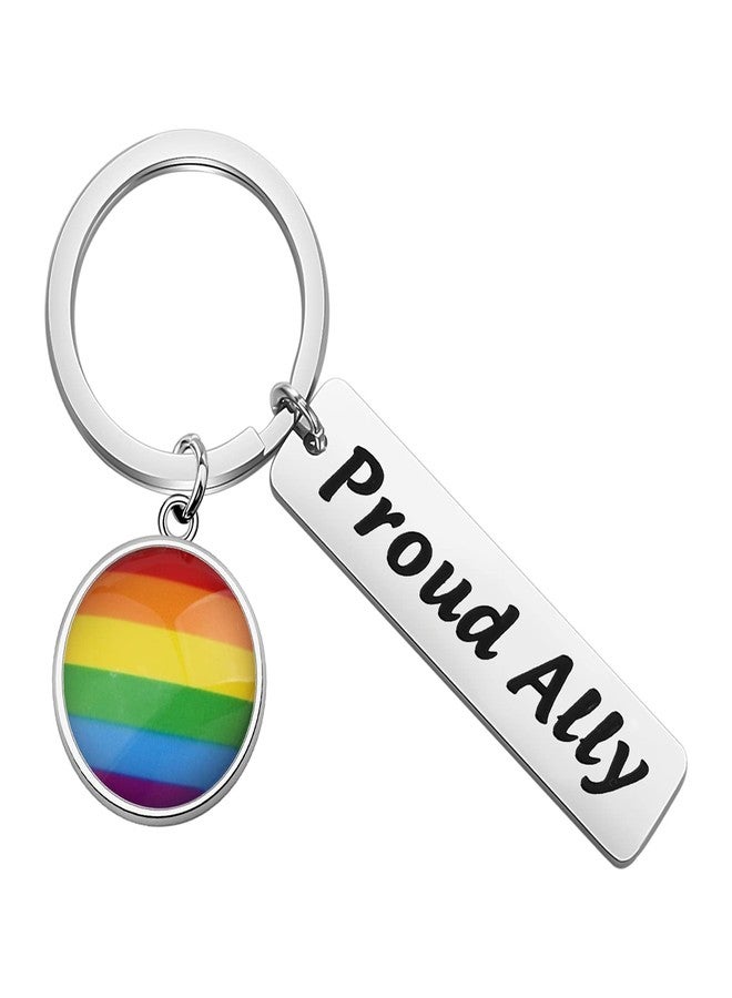 ميوسبارك هدايا دعم حلفاء مجتمع الميم من MYOSPARK، سلسلة مفاتيح حليف فخور، سلسلة مفاتيح قوس قزح فخر المثليين، هدايا مجوهرات، هدايا المساواة للمثليين (Proud Ally KC) - Image 1