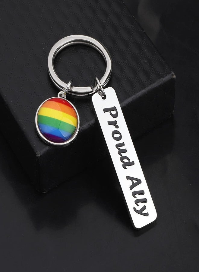 ميوسبارك هدايا دعم حلفاء مجتمع الميم من MYOSPARK، سلسلة مفاتيح حليف فخور، سلسلة مفاتيح قوس قزح فخر المثليين، هدايا مجوهرات، هدايا المساواة للمثليين (Proud Ally KC) - Image 3
