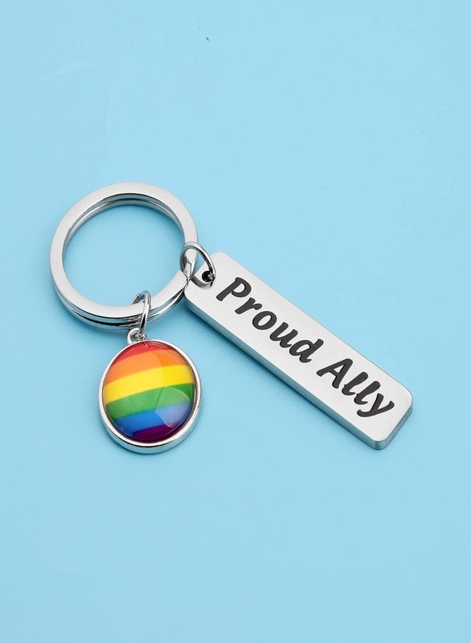 ميوسبارك هدايا دعم حلفاء مجتمع الميم من MYOSPARK، سلسلة مفاتيح حليف فخور، سلسلة مفاتيح قوس قزح فخر المثليين، هدايا مجوهرات، هدايا المساواة للمثليين (Proud Ally KC) - Image 4
