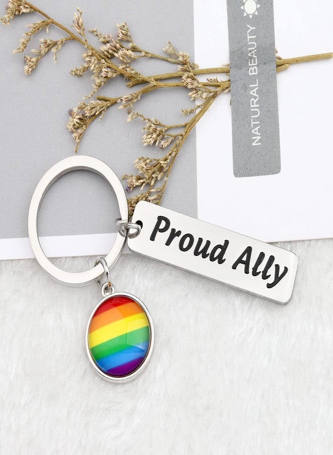 ميوسبارك هدايا دعم حلفاء مجتمع الميم من MYOSPARK، سلسلة مفاتيح حليف فخور، سلسلة مفاتيح قوس قزح فخر المثليين، هدايا مجوهرات، هدايا المساواة للمثليين (Proud Ally KC) - Image 2