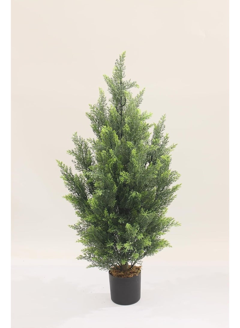 MARCOLO Artificial Pine Tree in Black Pot, Green, Realistic Faux Potted Plant, Indoor Decorative Evergreen (90cm) - Image 5