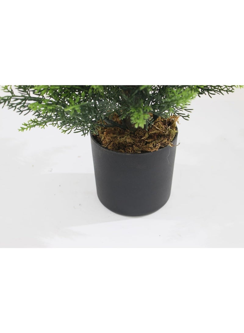 MARCOLO Artificial Pine Tree in Black Pot, Green, Realistic Faux Potted Plant, Indoor Decorative Evergreen (90cm) - Image 4