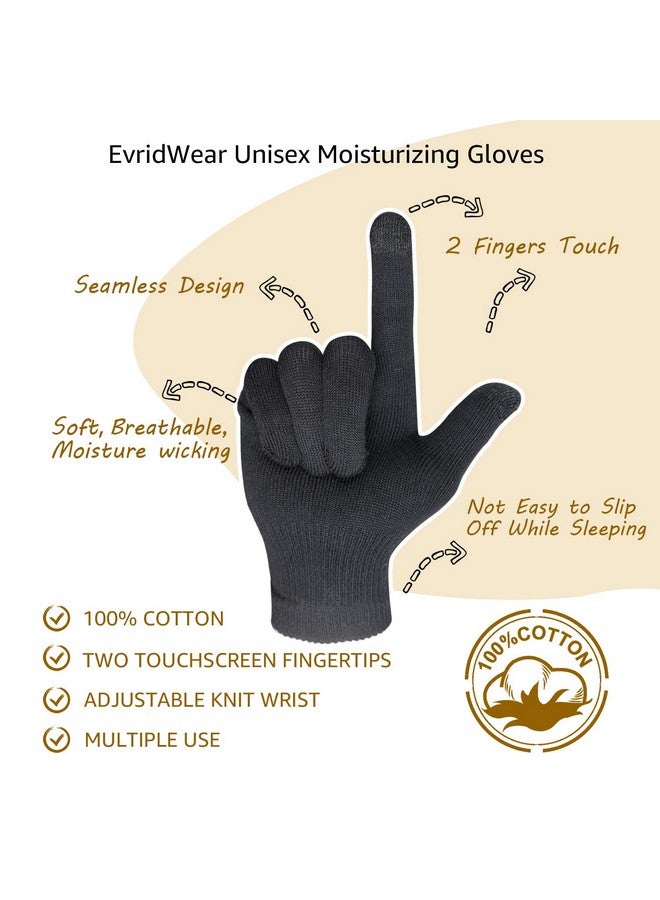 Evridwear Men Moisturizing Cotton Gloves with Touchscreen Fingertips for Eczema Beauty Cosmetic Dry Hands Sensitive Irritated Skin Therapy Overnight Bedtime, 6 Pairs, Lightweight-Black, L/XL - Image 4