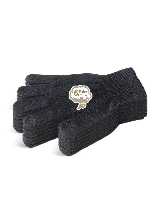 Evridwear Men Moisturizing Cotton Gloves with Touchscreen Fingertips for Eczema Beauty Cosmetic Dry Hands Sensitive Irritated Skin Therapy Overnight Bedtime, 6 Pairs, Lightweight-Black, L/XL - Image 1