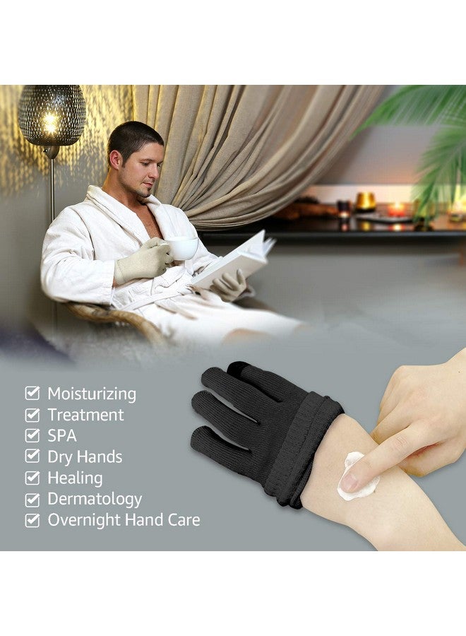 Evridwear Men Moisturizing Cotton Gloves with Touchscreen Fingertips for Eczema Beauty Cosmetic Dry Hands Sensitive Irritated Skin Therapy Overnight Bedtime, 6 Pairs, Lightweight-Black, L/XL - Image 2