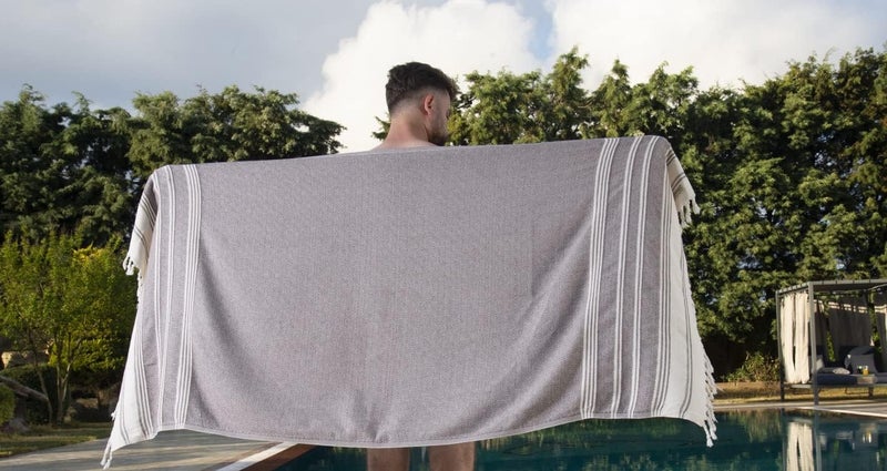 DEMMEX Certified 100% Organic Cotton & Organic Dye Prewashed XL Diamond Weave Turkish Cotton Towel Peshtemal Blanket for Bath,Beach,Pool,SPA,Gym, 71x36 Inches,14 Oz (Dark Grey) - Image 4