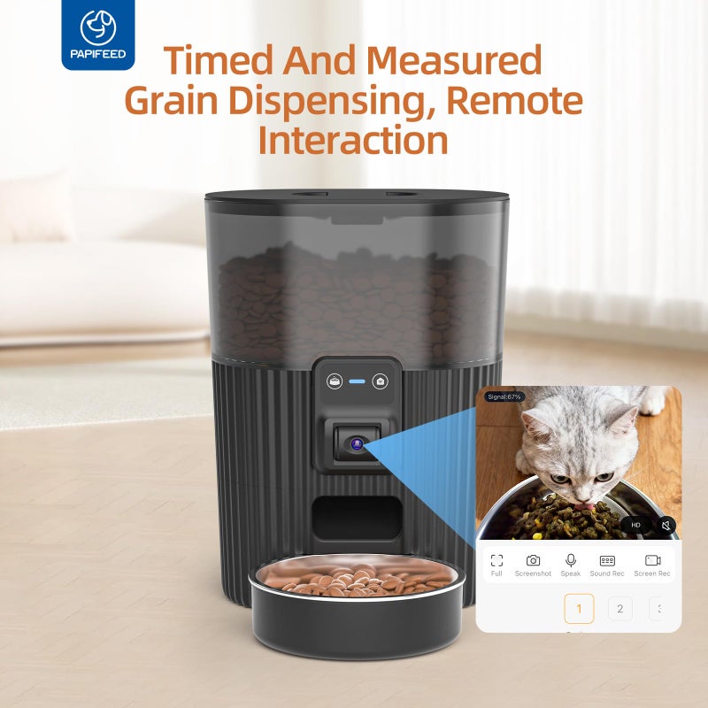 PAPIFEED Automatic Cat Feeder with Camera, Adjustable Angle 2.4G WiFi Pet Feeder 3.5L/15 Cup Timed Dispenser,Timed Feeder for Remote Feeding with Stainless Steel Bowl up to 10 Meals Per Day with APP - Image 5