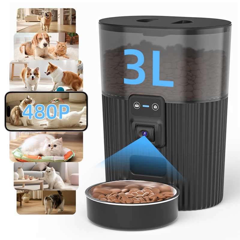 PAPIFEED Automatic Cat Feeder with Camera, Adjustable Angle 2.4G WiFi Pet Feeder 3.5L/15 Cup Timed Dispenser,Timed Feeder for Remote Feeding with Stainless Steel Bowl up to 10 Meals Per Day with APP - Image 1