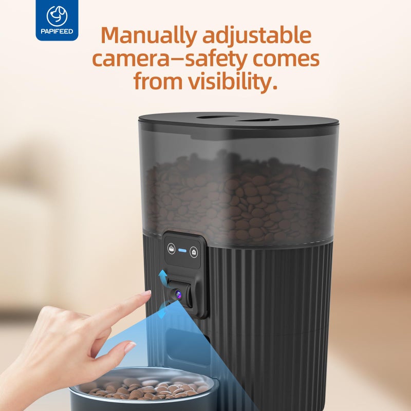 PAPIFEED Automatic Cat Feeder with Camera, Adjustable Angle 2.4G WiFi Pet Feeder 3.5L/15 Cup Timed Dispenser,Timed Feeder for Remote Feeding with Stainless Steel Bowl up to 10 Meals Per Day with APP - Image 3