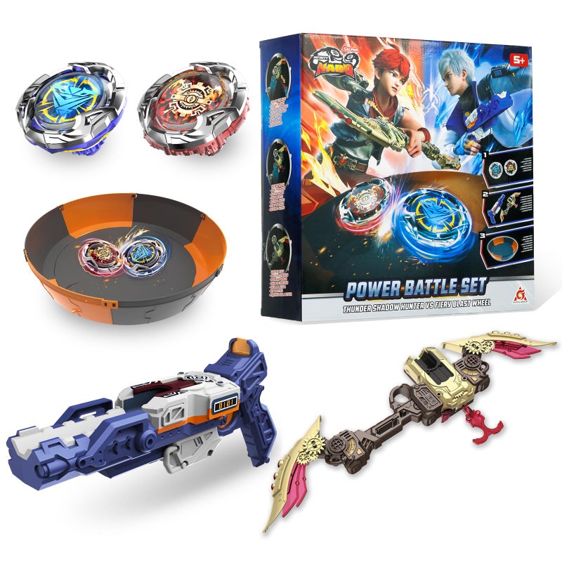 INFINITY NADO S7 Battle Set with Modular Stadium Arena, Gun/Bow-Shaped Launcher Infinite Acceleration, Metal Defense/Endurance Type Battle Top Toy, Right/Left-Spinning Top Game Toys for Boys Girls 5+ - Image 1