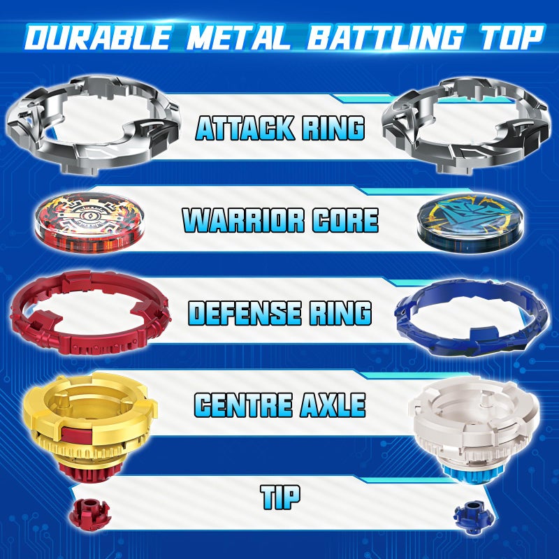 INFINITY NADO S7 Battle Set with Modular Stadium Arena, Gun/Bow-Shaped Launcher Infinite Acceleration, Metal Defense/Endurance Type Battle Top Toy, Right/Left-Spinning Top Game Toys for Boys Girls 5+ - Image 5