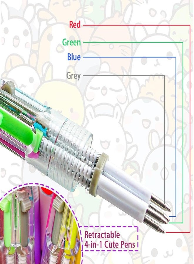 BAISDY 24Pcs Fun Pens Multicolor Pen in One, 4-in-1 Cute Pens Bulk Kawaii Pen Mini Ballpoint Pen - Image 2