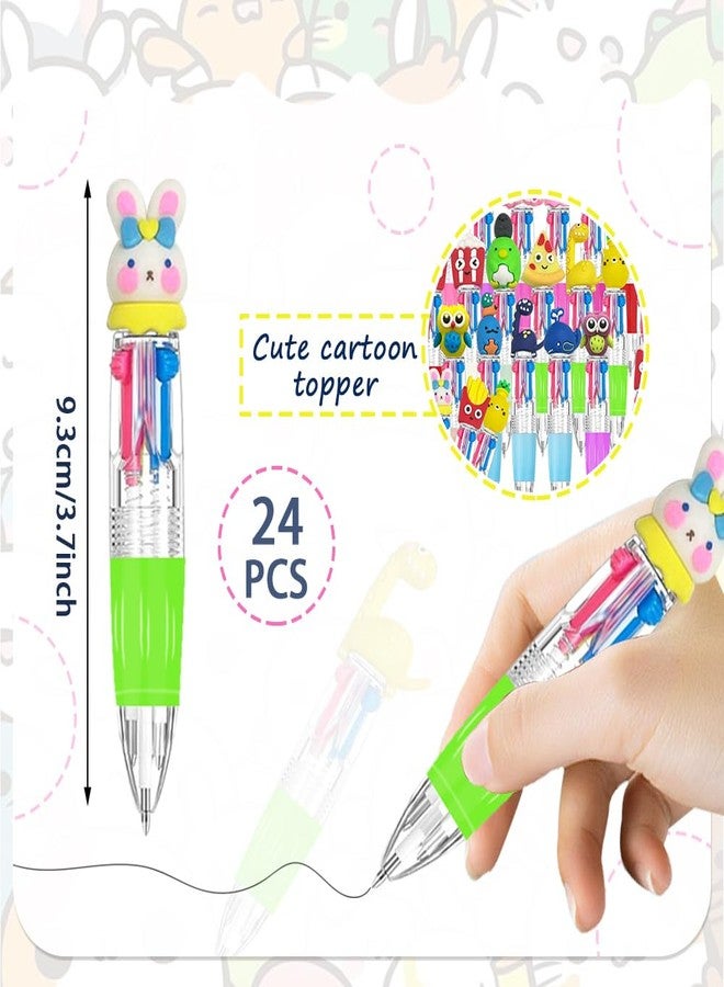 BAISDY 24Pcs Fun Pens Multicolor Pen in One, 4-in-1 Cute Pens Bulk Kawaii Pen Mini Ballpoint Pen - Image 3