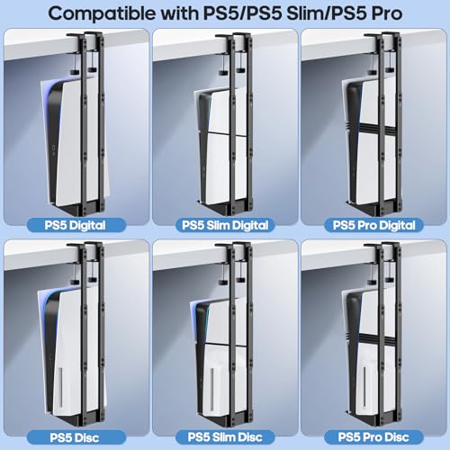 Kytok NoDrill PS5 Vertical Mount Under Desk for PS5PS5 SlimPS5 Pro Metal PS5 Desk Mount for PS5 Digial Disc PS5 Holder with Desk Clamp - Image 3