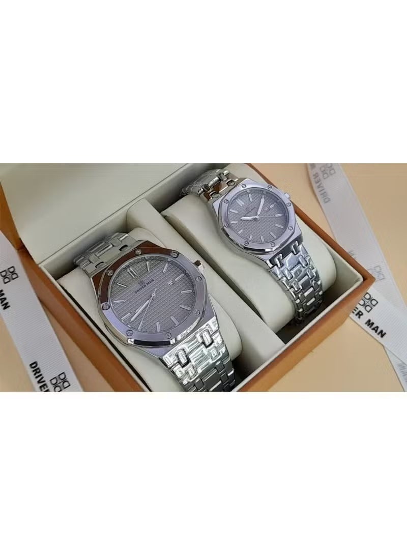 طقم ساعات نسائي ورجالي أنيقة تتميز بتصميم كلاسيكي.