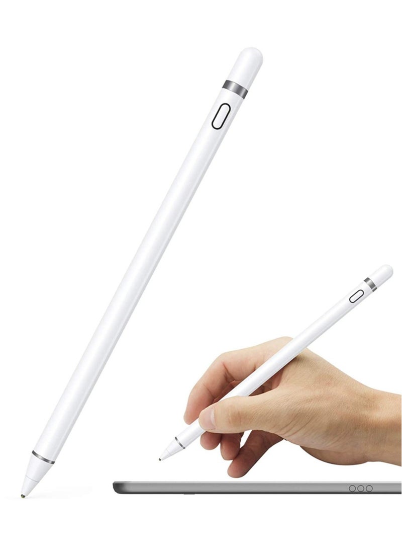 Active Stylus Pen White/Black 1.45mm fine Tip for iPad Apple iPhone Samsung Tablets, on iOS and Android Capacitive Touchscreen, Take-Note Hand-Written Draw no lags Skipping,Rechargeable - Image 1