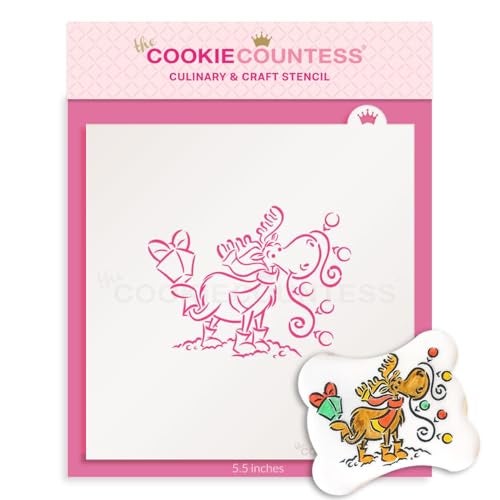 The Cookie Countess Inc The Cookie Countess Moose with Presents PYO Stencil - Drawn by Krista - Image 1