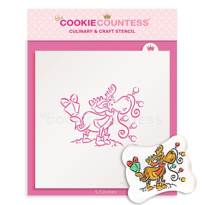 The Cookie Countess Inc The Cookie Countess Moose with Presents PYO Stencil - Drawn by Krista - Image 5