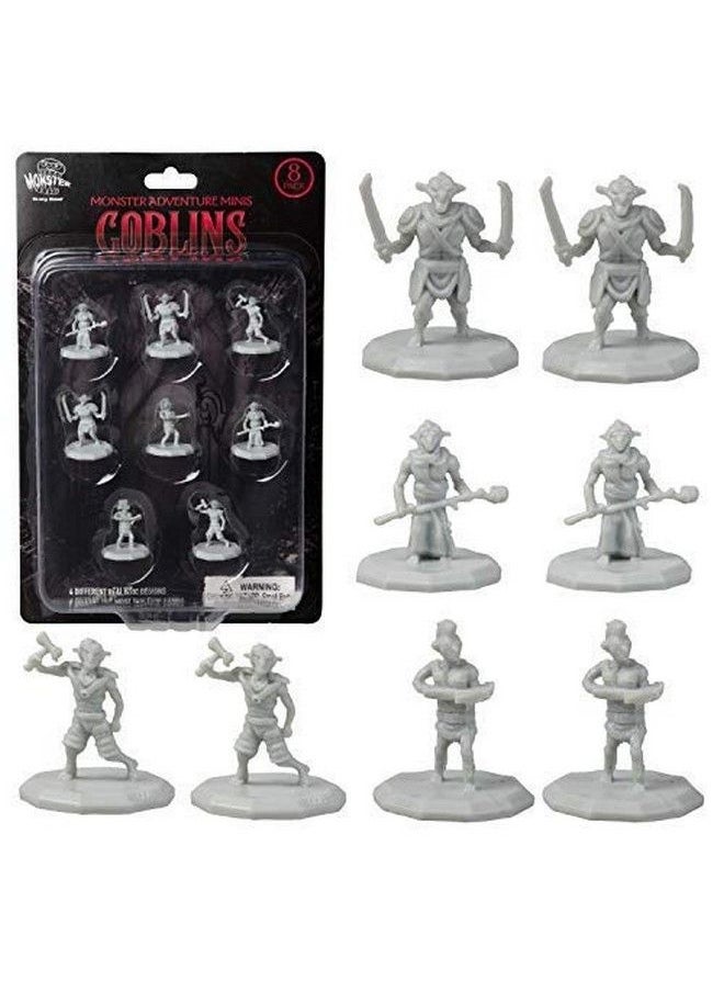 Monster Protectors - 8 Unpainted Fantasy Goblin Mini Figures All Unique Designs 1" Hexsized Compatible With Dnd Dungeons And Dragons & Pathfinder And All Rpg Tabletop Games - Image 1