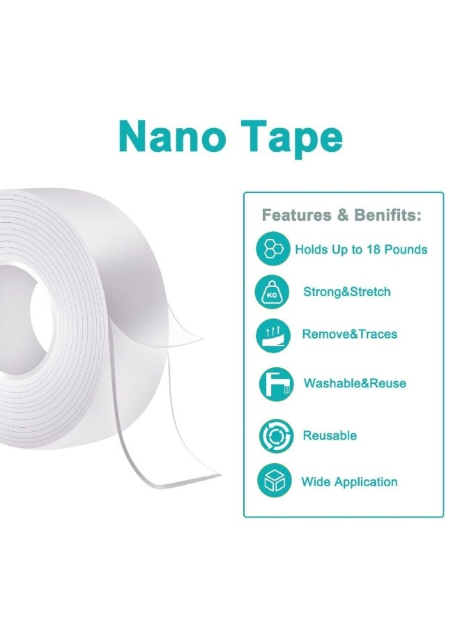 كاسابيلا دى براند شريط لاصق نانو مزدوج الجوانب شديد التحمل من كازا بيلا، مقاس 3 سم × 3 م، قابل لإعادة الاستخدام والإزالة والغسل، شفاف، مناسب للجدران والسجاد والموكيت وأعمال التركيب المنزلية، لاصق قوي للجدران في المنزل والمكتب والمطبخ - لا يترك أي بقايا، قابل للغسل، لا يترك أثراً - Image 2