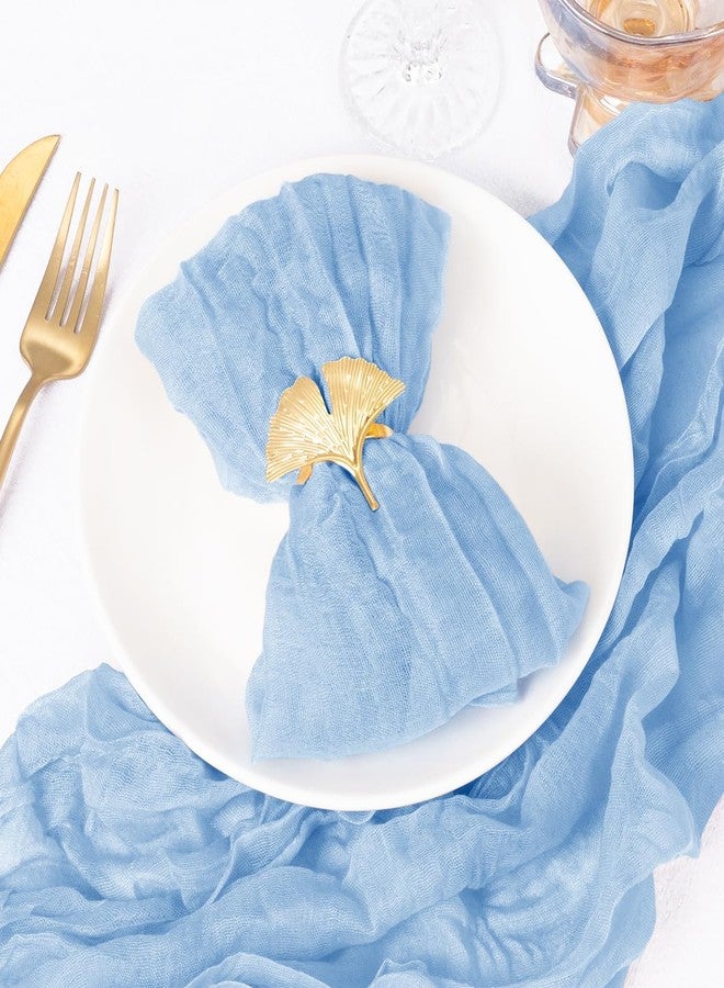 DeZerlor 50 Pack Light Blue Cheesecloth Napkins Washable Summer Blue Cloth Napkins Set of 50 Boho Cotton Gauze Dinner Table Napkins Bulk 21x21 Inches for Wedding Bridal Baby Boy Shower Birthday - Image 3
