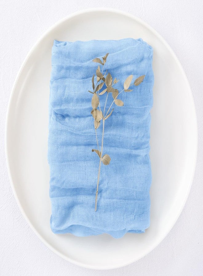 DeZerlor 50 Pack Light Blue Cheesecloth Napkins Washable Summer Blue Cloth Napkins Set of 50 Boho Cotton Gauze Dinner Table Napkins Bulk 21x21 Inches for Wedding Bridal Baby Boy Shower Birthday - Image 5