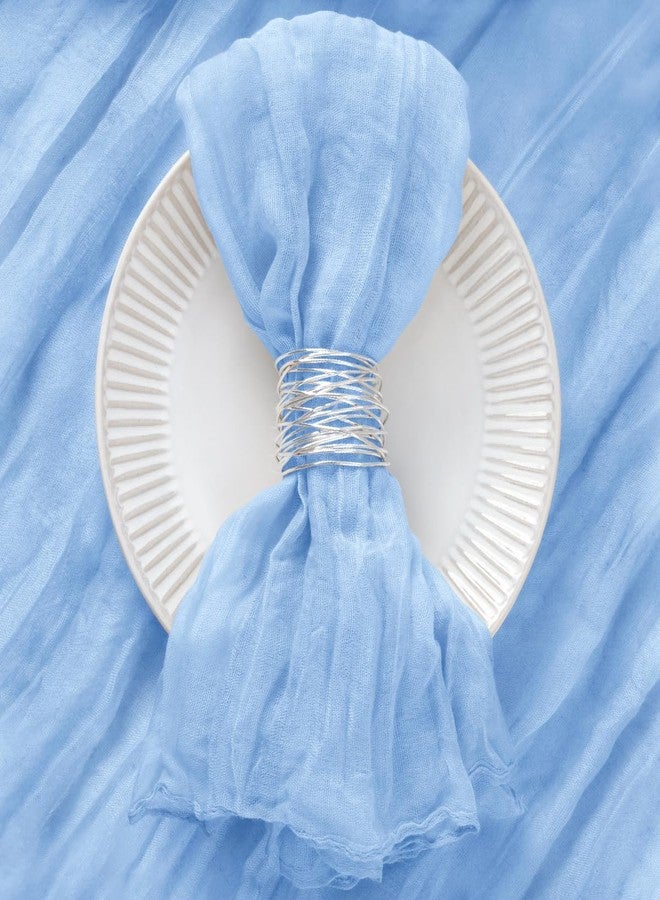 DeZerlor 50 Pack Light Blue Cheesecloth Napkins Washable Summer Blue Cloth Napkins Set of 50 Boho Cotton Gauze Dinner Table Napkins Bulk 21x21 Inches for Wedding Bridal Baby Boy Shower Birthday - Image 2