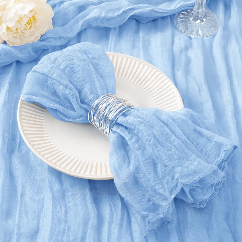 DeZerlor 50 Pack Light Blue Cheesecloth Napkins Washable Summer Blue Cloth Napkins Set of 50 Boho Cotton Gauze Dinner Table Napkins Bulk 21x21 Inches for Wedding Bridal Baby Boy Shower Birthday - Image 1