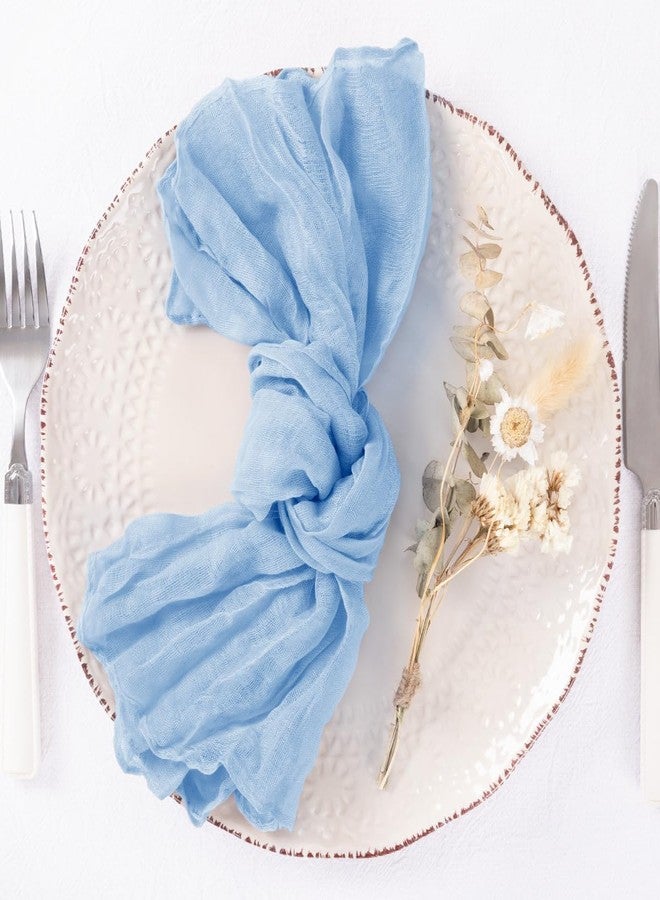 DeZerlor 50 Pack Light Blue Cheesecloth Napkins Washable Summer Blue Cloth Napkins Set of 50 Boho Cotton Gauze Dinner Table Napkins Bulk 21x21 Inches for Wedding Bridal Baby Boy Shower Birthday - Image 4