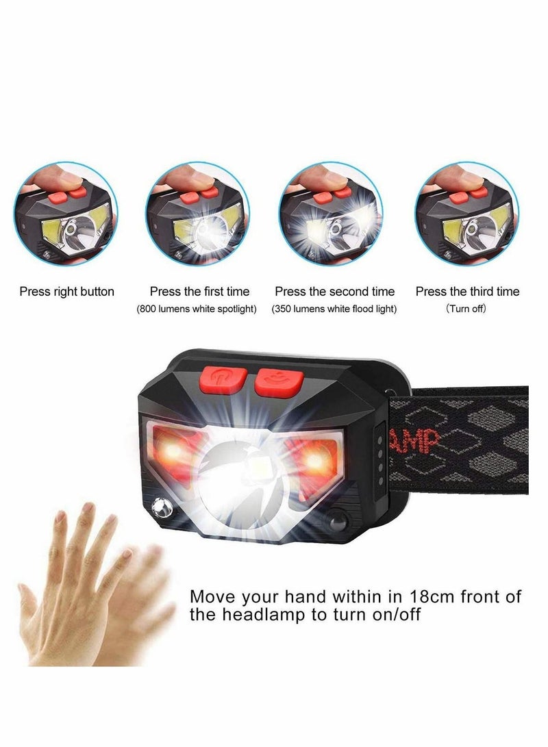 Excefore 2 Pack LED Head Torch USB Rechargeable Headlamp Headlight Ultra Bright LED Headtorch Head Lamp with IPX45 Waterproof for Running Camping Hiking Climbing - Image 5