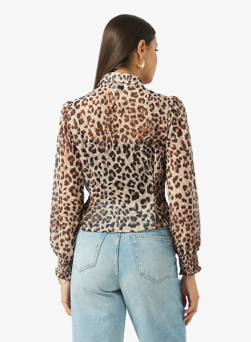 ELLA Leopard Print Button Down Shirt