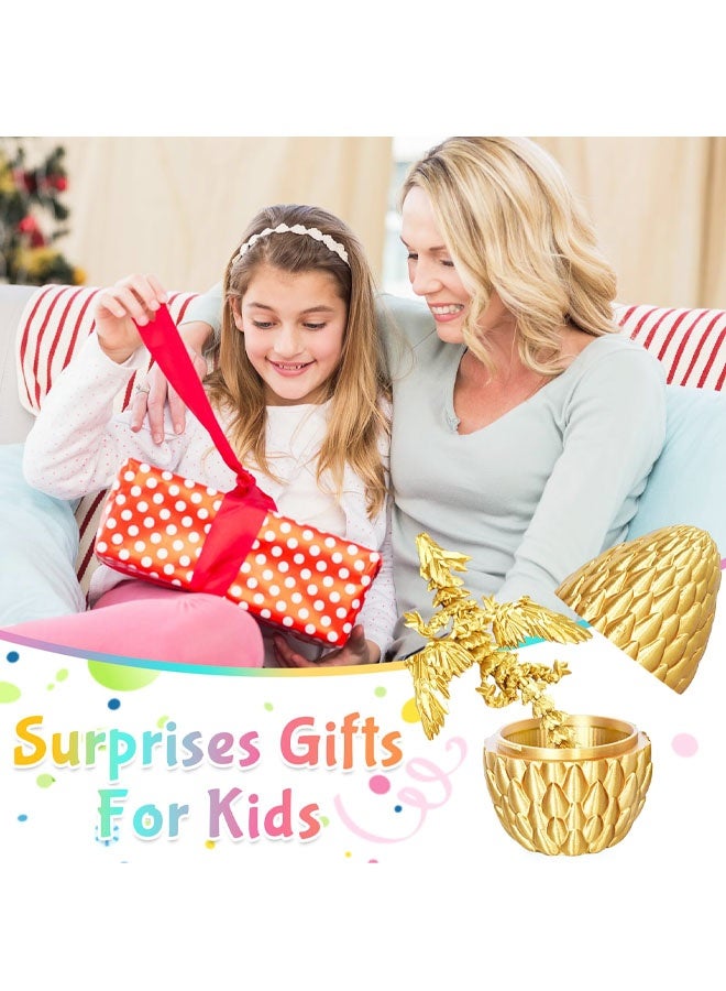 بيضة تنين مفاجئة بداخلها تنين، هدايا للأطفال والكبار، لعبة ثلاثية الأبعاد مطبوعة لتخفيف التوتر، مثالية لأعياد الميلاد، عيد الفصح، أعياد الميلاد، ديكور مكتب ممتع وتخفيف التوتر (ذهبي) - Image 5