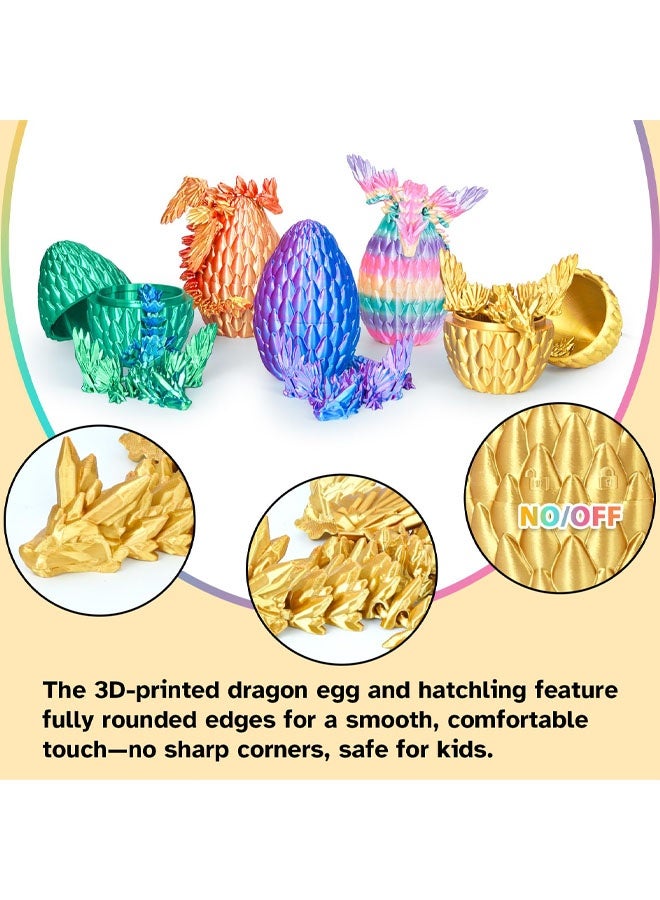 بيضة تنين مفاجئة بداخلها تنين، هدايا للأطفال والكبار، لعبة ثلاثية الأبعاد مطبوعة لتخفيف التوتر، مثالية لأعياد الميلاد، عيد الفصح، أعياد الميلاد، ديكور مكتب ممتع وتخفيف التوتر (ذهبي) - Image 4