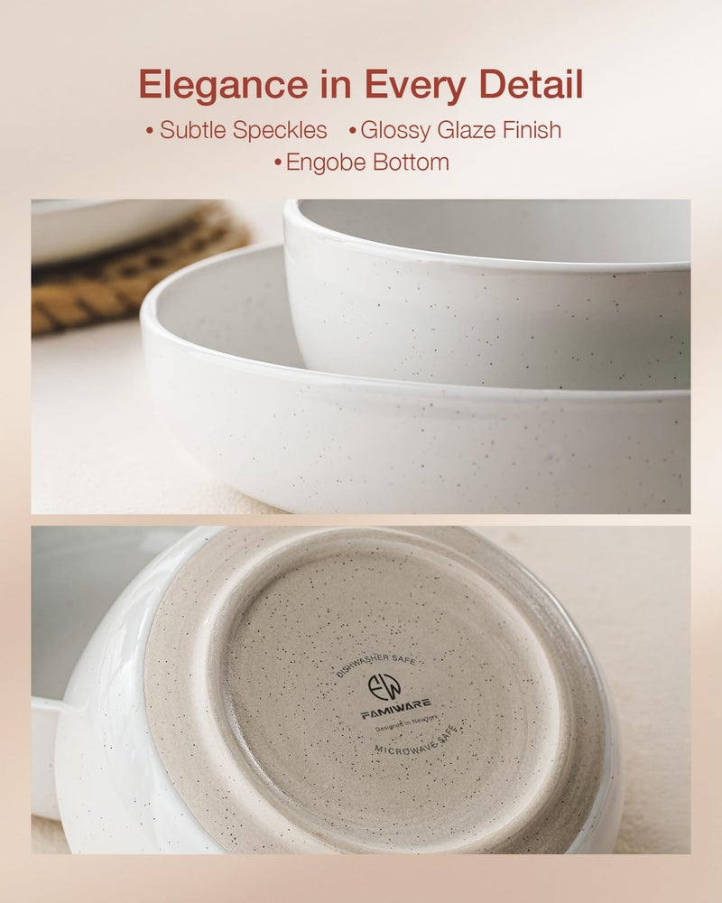 Famiware Milkyway Dinnerware Sets, 24 Piece Dish Set, Plates and Bowls Sets for 8, White - Image 5