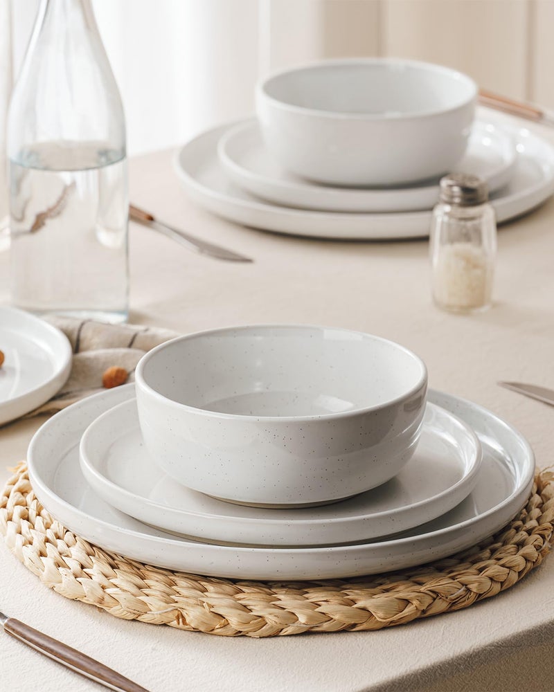 Famiware Milkyway Dinnerware Sets, 24 Piece Dish Set, Plates and Bowls Sets for 8, White - Image 3