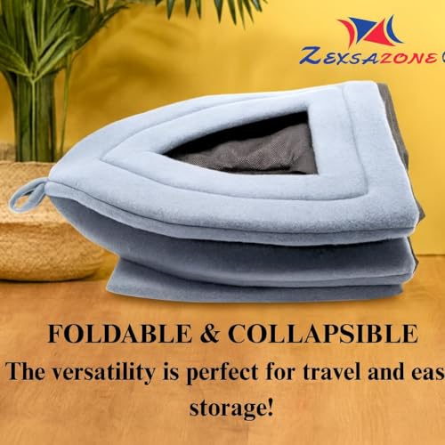 ZEXSAZONE Premium Soft Velvet Pet Hut House | for Cats, Kittens and Small Dogs Puppey | with Reversible Cushion | Washable Cozy and Comfortable | Small | 40 x 40 x 42 cm (Grey, Small_House_Shape) - Image 5