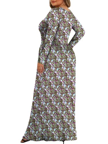 Tencede Womens Plus Size Maxi Dresses Long Sleeve with Pockets Casual Long Dress Aoyagi 3X - Image 4