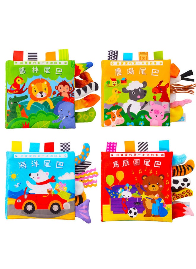 LakaRose Animal Tail Cloth Book Baby Ring Paper Cloth Book Enlightenment Early Education Cloth Book 0-1 Year Old Baby Toys-Color:Farm Tail (English Version)  - Image 5