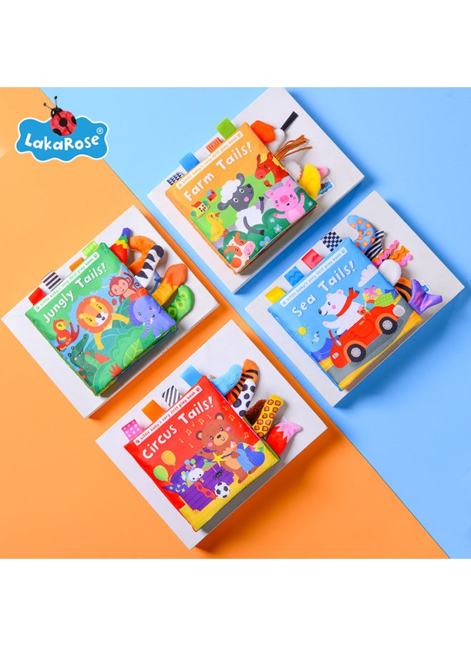 LakaRose Animal Tail Cloth Book Baby Ring Paper Cloth Book Enlightenment Early Education Cloth Book 0-1 Year Old Baby Toys-Color:Farm Tail (English Version)  - Image 3