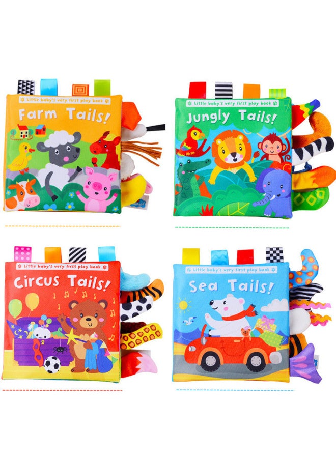 LakaRose Animal Tail Cloth Book Baby Ring Paper Cloth Book Enlightenment Early Education Cloth Book 0-1 Year Old Baby Toys-Color:Farm Tail (English Version)  - Image 2