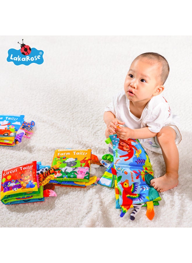 LakaRose Animal Tail Cloth Book Baby Ring Paper Cloth Book Enlightenment Early Education Cloth Book 0-1 Year Old Baby Toys-Color:Farm Tail (English Version)  - Image 4