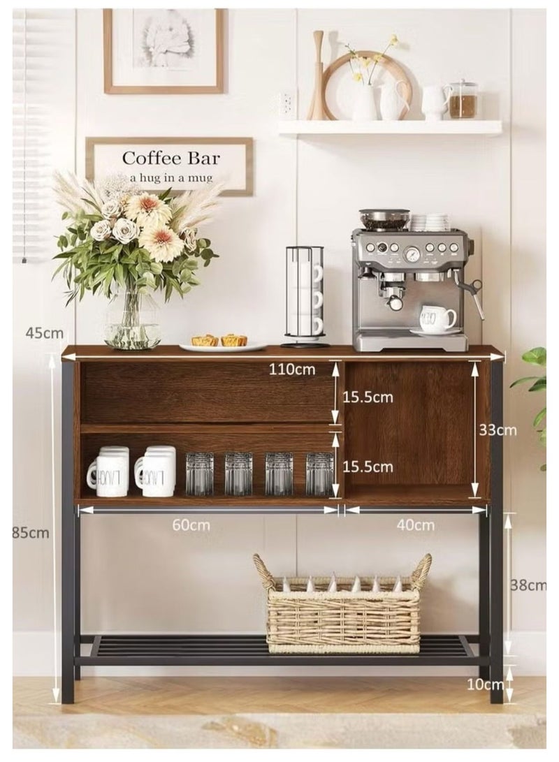 Generic coffee storage cabinet, hallway sideboard, with open storage shelves, for dining room in kitchen, living room, console table  - Image 4