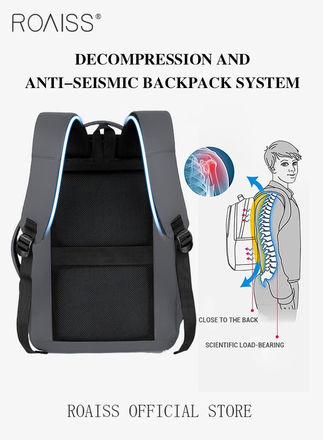 roaiss حقيبة ظهر نايلون مقاومة للماء كاجوال قابلة للتطوير بسعة كبيرة للكمبيوتر المحمول متعددة الوظائف حقيبة مدرسية قابلة للتنفس مع منفذ USB للرجال للعمل والسفر والطيران والأعمال باللون الأسود - Image 5