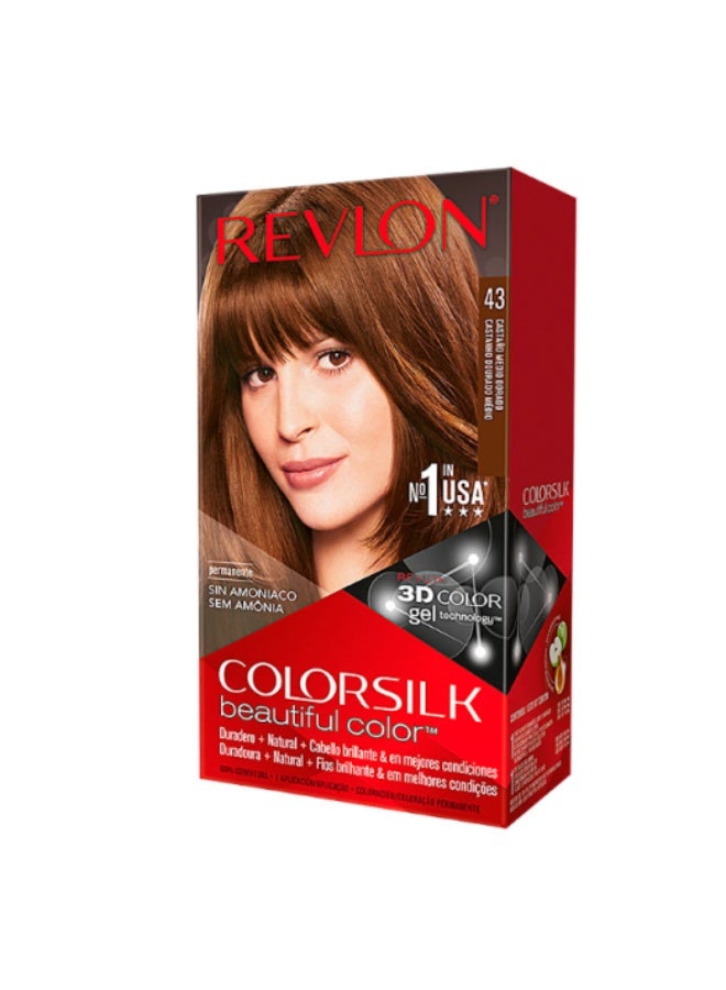 ريفلون صبغة شعر دائمة من ريفلون كولور سيلك بيوتيفول كولور 43 بني ذهبي متوسط - Image 1