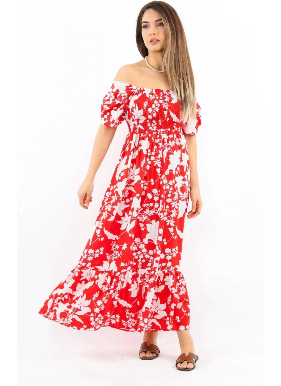 Ritnice Women's Positano Red Gimped Viscose Long Dress